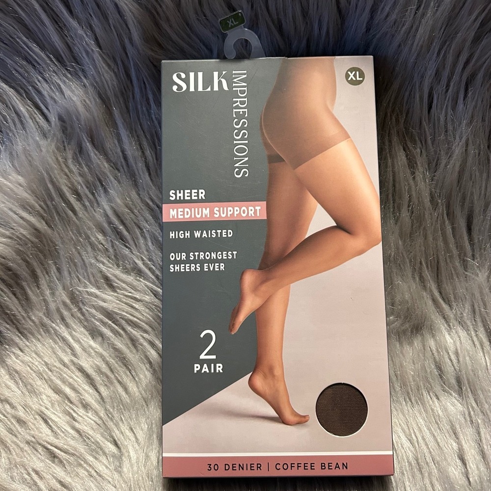 Silk‎ Impressions Medium Support Sheer Tights Womens Size XL Coffee Bean